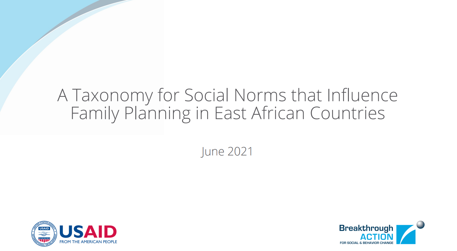 Family planning social norms taxonomy for East Africa